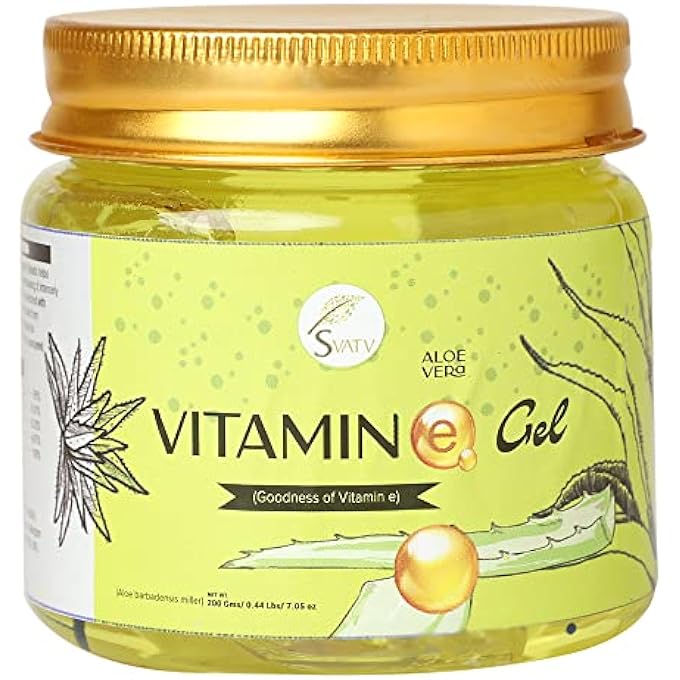 SVATV VITAMIN-E ALOE VERA GEL | SOOTHING SKIN HYDRATION | SUN BURN RELIEF | LIGHTEN DARK SPOTS | PARABEN & SULFATE FREE - 200G | 7.05 OZ | 0.44 LBS - Image 1